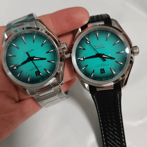 u1 Fashion Dive 150M Mens Watches 41mm Gradient Blue Green Dial Round Smooth Case Man Wristwatches The color of turquoise