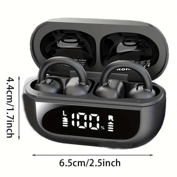The Ultimate Gift Halloween Christmas, Lightweight Open Wireless Ear Clip Headphones With 40 Hours Of Playback Time Smart Digital Display, Suitable Office, Gym,