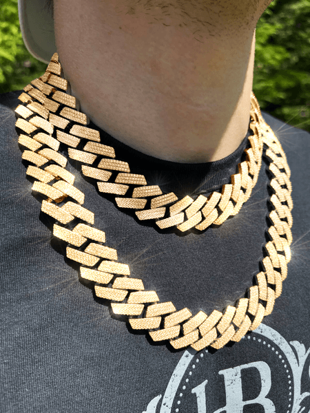 Elegant Moissanite Studded Cuban Link Necklace for Men in Gold Finish