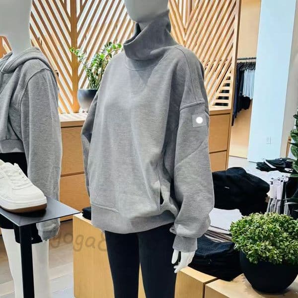 Yoga Hoodies Turtleneck Sweatshirt Autumn Winter Womens Fashion Pullover Outfit Warm Sweatshirts Loose Sweatwear Unisex Casual Top Designer High-Neck Hoodie