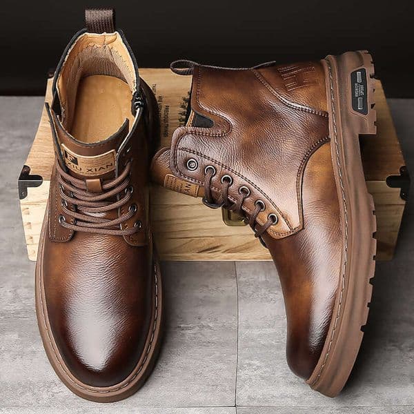 free shipping new british style martin mens shoes autumn winter fleece lined warm durable cotton leather snow high top work boots
