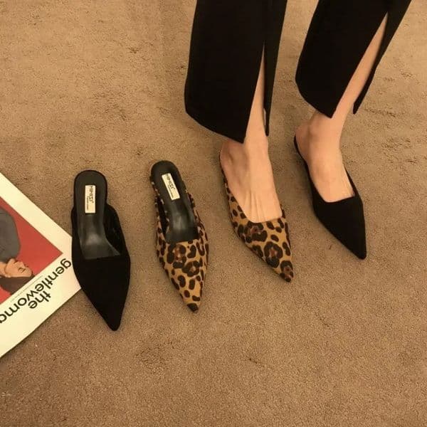 Pointed Toe Mules Fashion Leopard Print Women Slippers Casual Womens Shoes Women Low Heels Elegant Ladies Outdoor Slide 251110