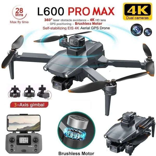 New L600 PRO Max/Pro GPS Drone 5Km 4K Professional HD Dual Camera 3-Axis Gimbal 360° Obstacle Avoidance Brushless Quadcopter Toy High-Quality