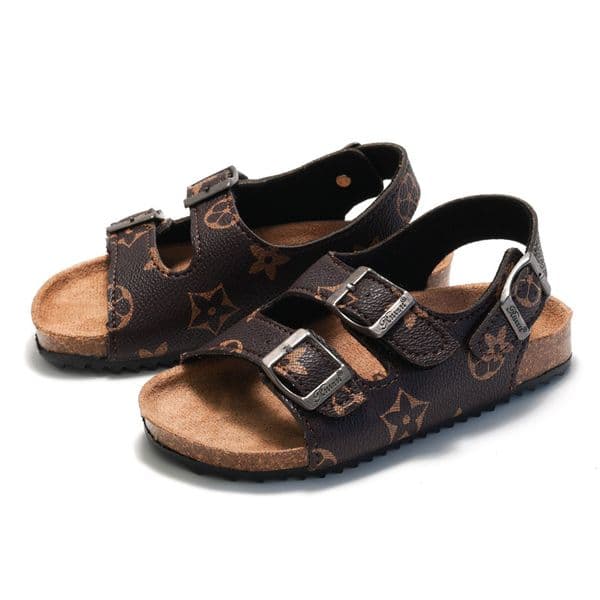 Kids Breathable Comfortable Printed Brown Sandals for Boys and Girls - Lightweight Childrens Walking Shoes, Sizes 22-35