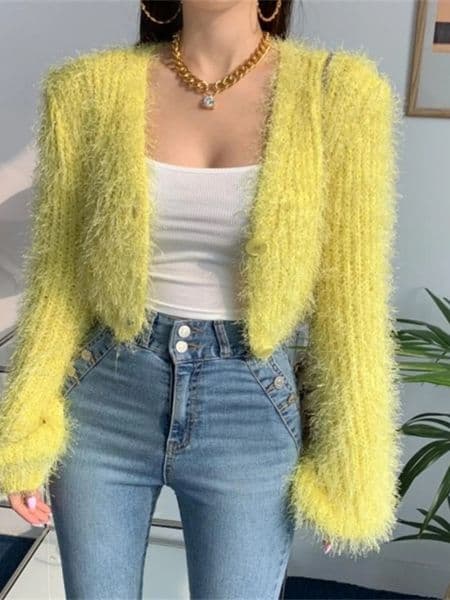 Chic Early Autumn Soft ort Velvet Sweater Womens Vne Knitted Cardigan Top Warm Thermal Chinese Commute Sle 251103