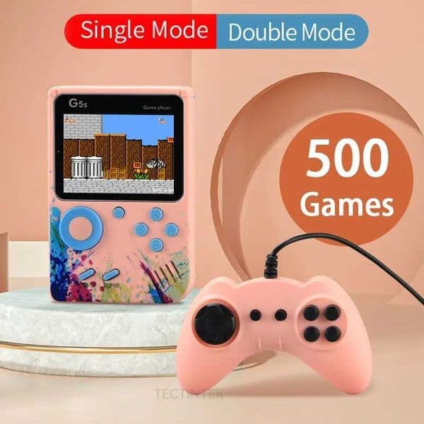 TECTECINTER Video Game Console Mini Portable Retro TV Handheld Game Player Built in 500 Game LCD Screen AV Output Supports 2 Plays T250411