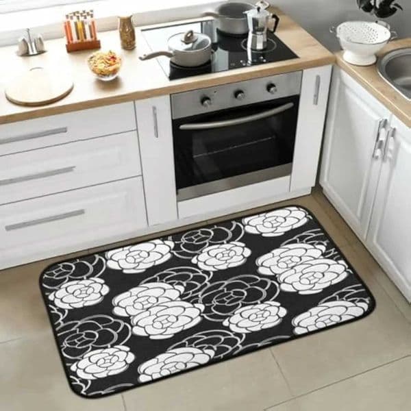 Designer VIKAMA Floral Camellia Kitchen Mat for Floor Absorbent Non Slip Black Office Home Floor Runner Rug Kitchen Decor and AccessoriesXJ251111L260520O3CX