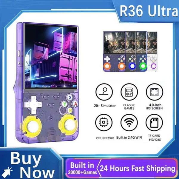 Hot Sale Retro R36Ultra Handheld VideoGame Console 40Inch I Screen 128GB Preloaded Games Portable Pocket Player Linux SystemM251111