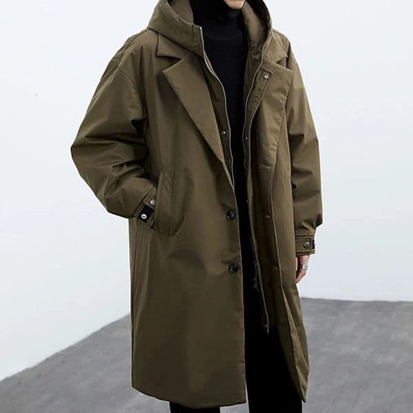 Spring and Autumn Fashion Solid Color Windproof Long Trench Coat Mens Casual Loose Large Size High Quality Coat M-5XL 251105