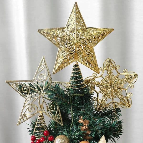 Christmas 1Pcs Decoration Topper Glitter Gold Star Xmas Tree Pendant for Home Decor 2026 New Year Party Gift Navidad Ornaments ddmytues
