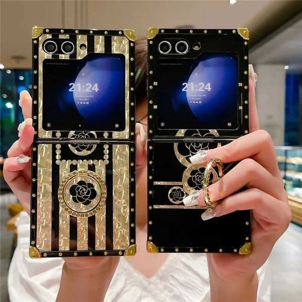 Luxury Gold Plating Flower Case For Samsung Galaxy Z Flip 6 Ring Holder Bracket Cover For Galaxy Z Flip 6 K251111