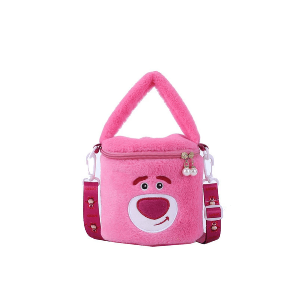 American women designer purple handbag pink crossbody bag kids single-shoulder plush toy bag child