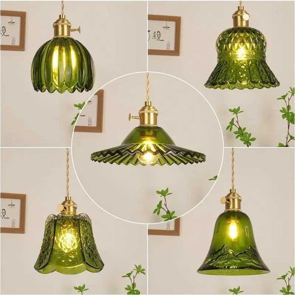 Nordic Luxury Green Glass Pendant Lamp Retro Drifting Window Bedhead Clothing Store Bar Creative LED Chandelier Home Decor Light X251112