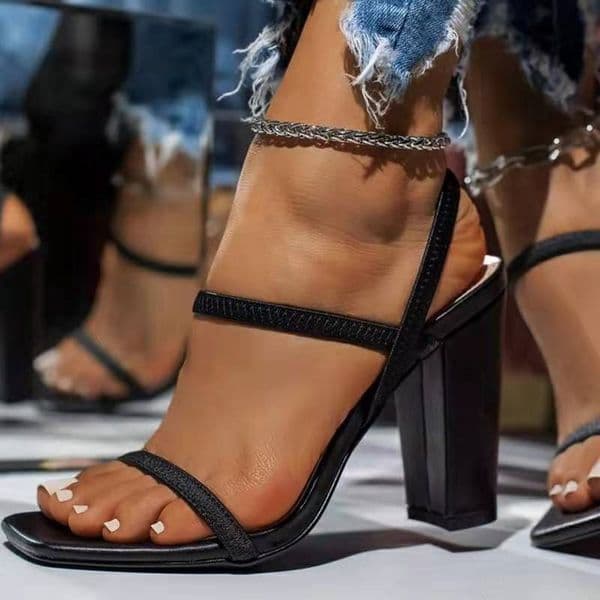 Free shipping 2025 summer new fashion women's high heeled sandals casual slippers large size 35-43 white blue black apricot