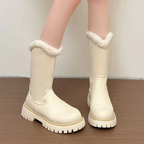 Mid Calf Boots Fur Women Casual Flats Shoes Winter Snow Boots 2025 Trend Woman Sport Walking Comfort Shoes Chelsea Boots MujerXJ251112