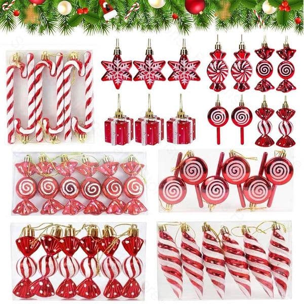 Christmas Cane Pendant Xmas Tree Hanging Ornaments Lollipop Candy Gift Box Decorations New Year Home Party Decor ddmytues