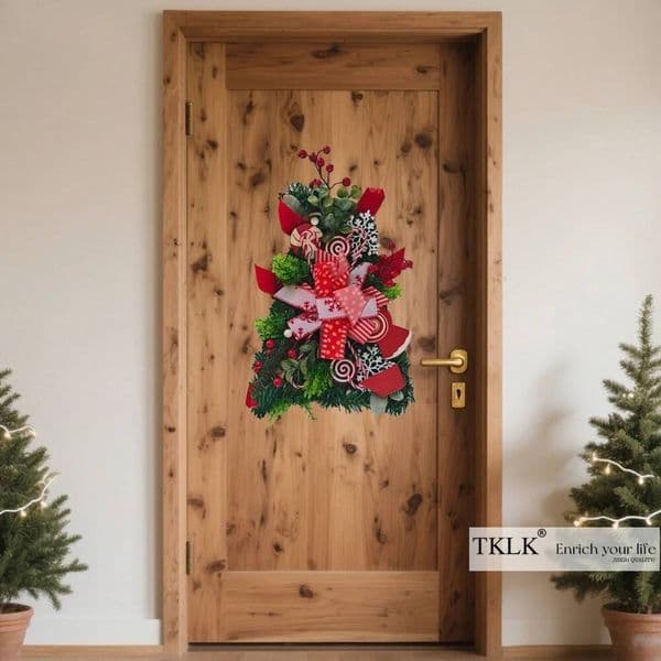 Christmas 1pc Hanging Ornaments, /Garland, Artificial Front Door Wreath Wall Pendant Decorations ddmytues