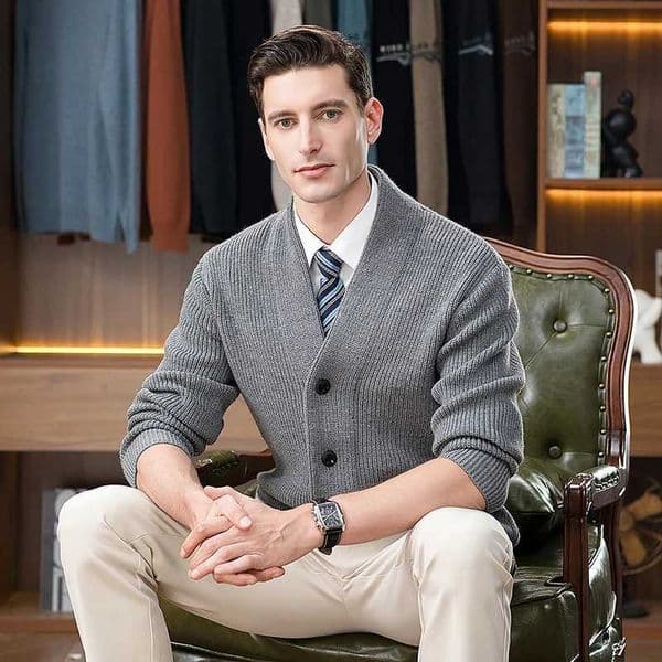 New Trendy Cardigan 2025 Autumn Winter Men Thick Sweater Coat Single Breasted Knitwear Long Sleeve Sweater OutwearXJ251112