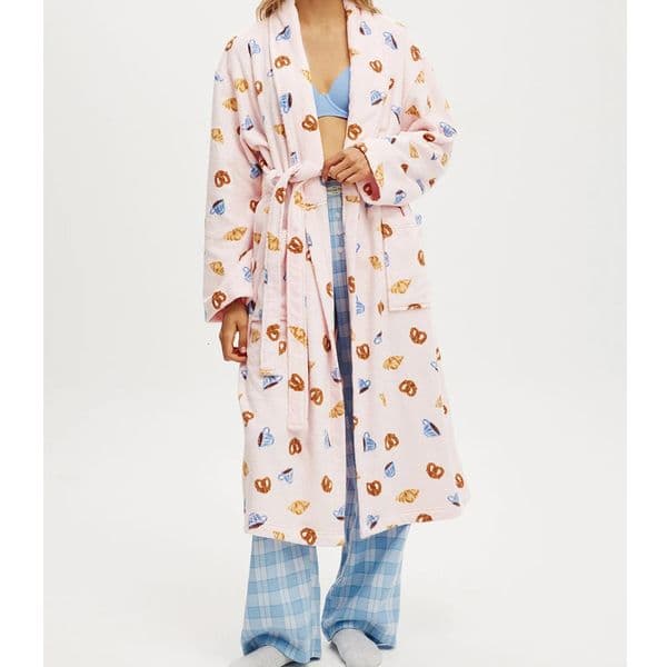 Doury Womens Autumn Winter Shawl Robe Plush Striped Bathrobe with Pockets Long Sleeve Knee Length Nightgown Robes Loungewear 251105