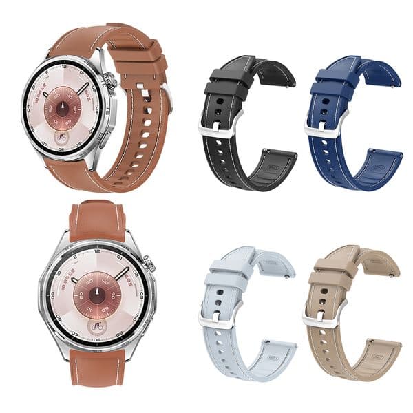 Custom Leather-Look Silicone Watch Band 20mm 22mm Width Compatible With Most Smartwatches Premium Comfortable Replacement Strap For Men Women
