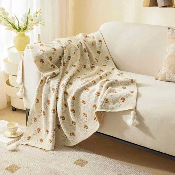 Modern Simple Knitted Blanket Throm Flowers Autumn And Winter Warm Shawl Home Deocr Bed End Towel Soft blanket Sofa Cover Y251112