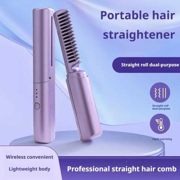 Portable Ceramic Hairdressing CbUpgrade Curly and Straightening CbCordless 2-in-1 Touch-Up Cbs for Less FrizzShort Hair H251112