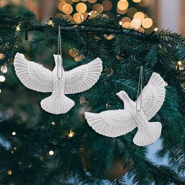 Christmas 2/4PCS Pendant Ornament Plastic Doves Xmas Tree Ornaments Best Special Gift Decor ddmytues