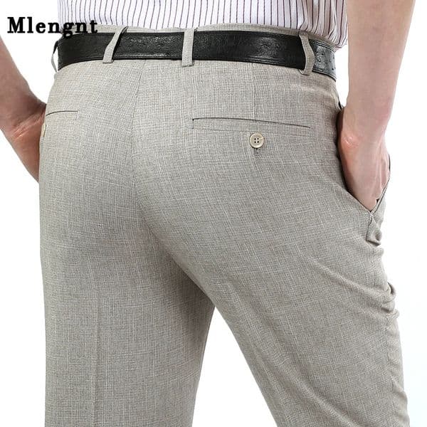 Big Size 44 Summer Comfortable Business Linen Pants Mens High Quality Casual Trousers Straight Work Suit Pant Male 8 Color 251112