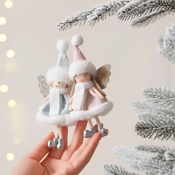 Christmas Decorations Cute Doll Plush Angel Pendant Ornaments for Tree Home Party Holiday Hanging Xmas Decor ddmytues