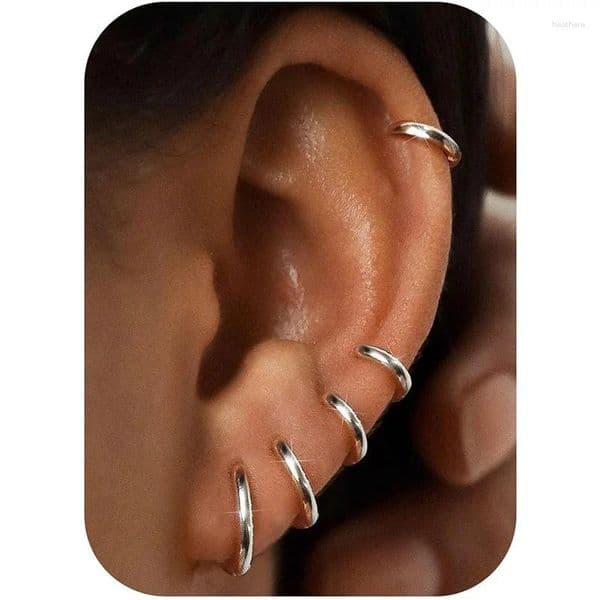 Hoop Earrings 1 Pair 316L Stainless Steel Huggie For Women Men Lightweight Cartilage Lobe Piercing Jewelry
