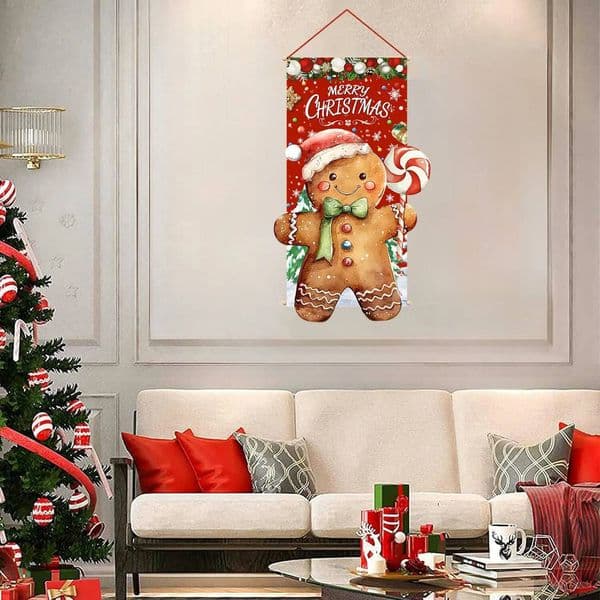 Christmas House Door Set Gingerbread Man Holiday Decorations Indoor and Outdoor Themed Party Decor ddmytues