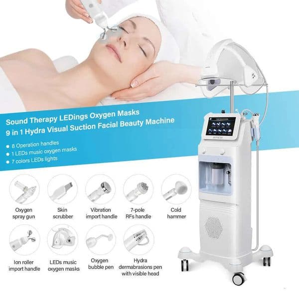 Professional 9 In 1 Skin Rejuvenation Beauty Cleansing H2o2 Face Oxygen Dermabrasion Skin Exfoliating Bubble Beauty Care RF Beauty Instrument