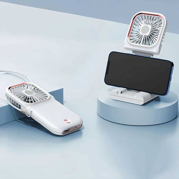 USB halterneck small outdoor fan portable handheld fan power pack ultra quiet ultra-thin folding mini desktop fan F30 X250412