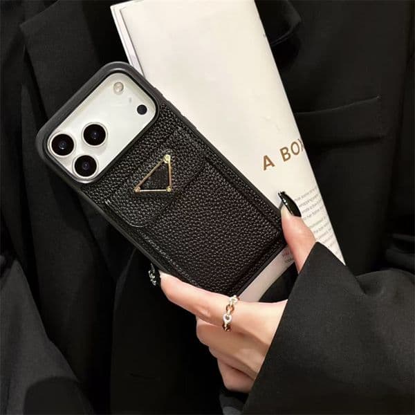 Designer Card Holder Phone Cases for iPhone 17 17promax 16 16Pro Max Case 15 Promax 15plus 14promax 14 13 12 Luxury PU Leather Cute Cartoon Phone Shell Back Cover