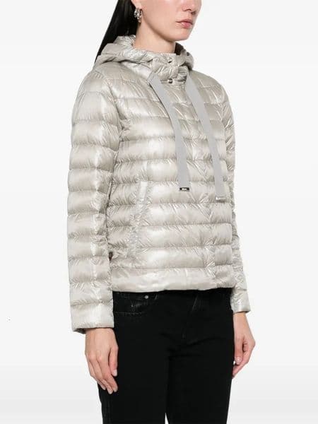 H style pure color drawstring hooded temperament commuting light and thin down jacket 251107