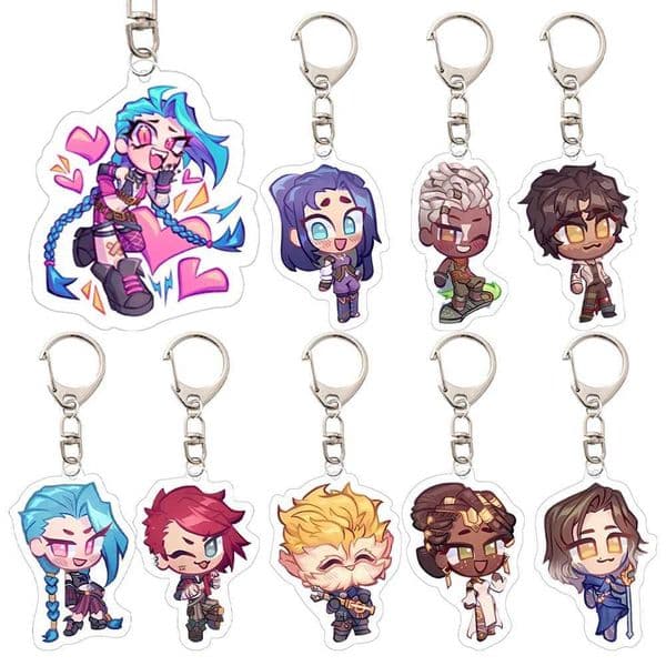 Acrylic Arcane Jinx Vi Caitlyn Ekko Viktor Keychain Arcane FigurePendant Keyring Key chainKeyRing for Accessories Bag Fans Gift Z251111