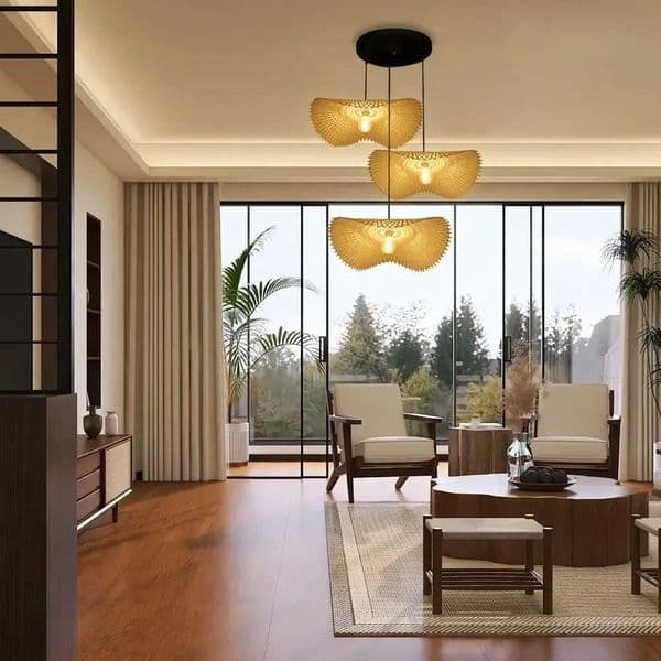 Japanese Rattan Pendant Light Bamboo Chandelier for Restaurant Wicker Lamp Shades for Living Room Bedroom Cafe Teahouse Lighting X251112