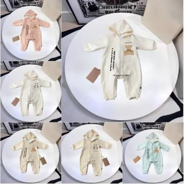 Baby Designer Romper Toddler Boys Girls Long Sleeve Hooded Zipper Jumpsuits Newborn Infant Romper Winter Brand Clothes 006