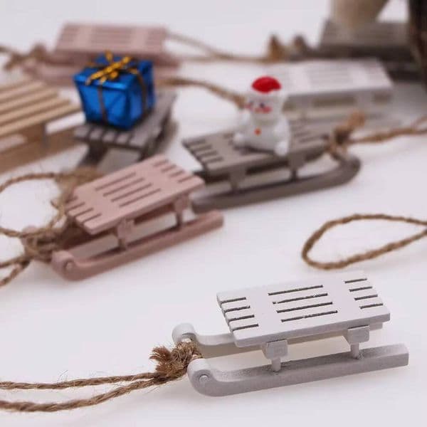 Christmas 1pc Dollhouse Miniature Sled Tree Pendant Sleigh DIY Doll's Scene Decor ddmytues