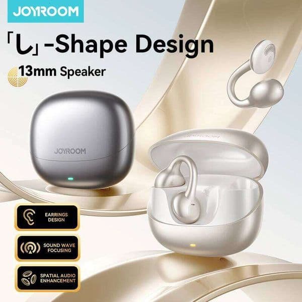 Joyroom Clip On Wireless Open Ear Earbuds Headphones With Auto L R Recognition Omni Tap Control Immersive Sound JR OE