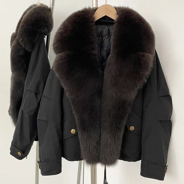 OFTBUY Natural Fox Fur Parka Jacket Fashion Short White Duck Down Coat Winter Clothes Women Real Puffer Female 251111