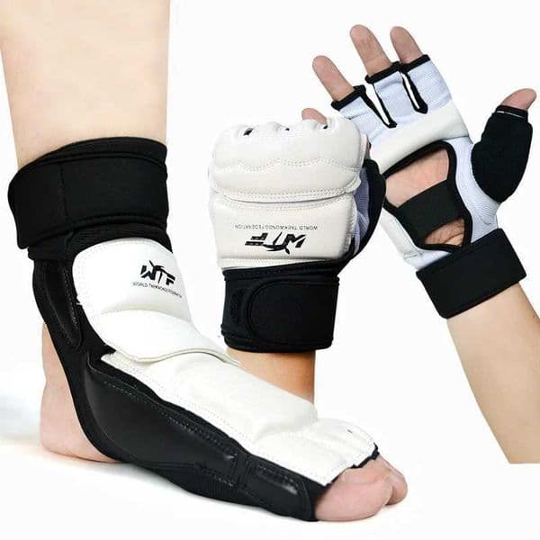 1Set Taekwondo Leather Foot Gloves Sparring Karate Ankle Protector Guard Gear Boxing Martial Arts Sock Kid Z251112