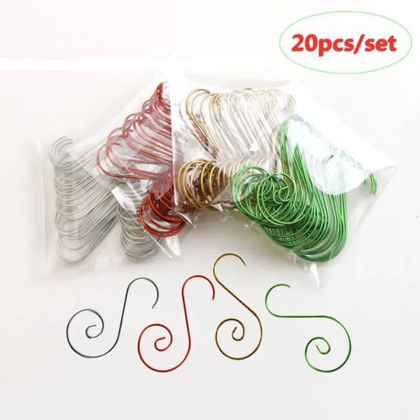 Christmas 20Pcs/Set Durable S Shaped Metal Xmas Tree Hook Ornaments Hanger Hooks Home Party Supplies Hanging Pendants ddmytues