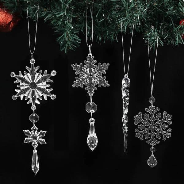 Christmas 2/3/4 Pieces in Three Sizes of Large, Medium, and Small DIY Creative Ornaments, New Crystal Snowflake Pendants, Home Decoration Gifts ddmytues
