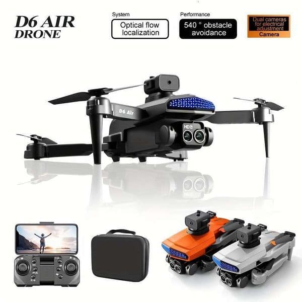 New D6 Air Drone Dual ESC Camera, Optical Flow Localization, And WIFI Fpv. Foldable RC Quadcopter UAV With Headless Mode