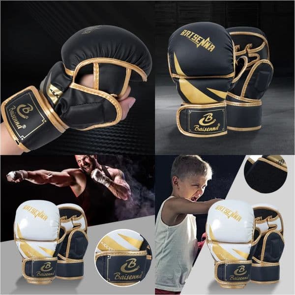 Professional Boxing Gloves Half Finger Sandbag Karate Muay Thai Training Gloves PU Adult Kids Thickened Boxing Equipment