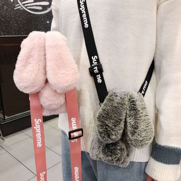 Iphone 17 Pro Max Case Compatible With Apple 15 Phone Case Iphone 13/17 Crossbody 7/8 Plus Soft Cover Autumn Winter Plush Bunny Ears 14 Designer Phone Case