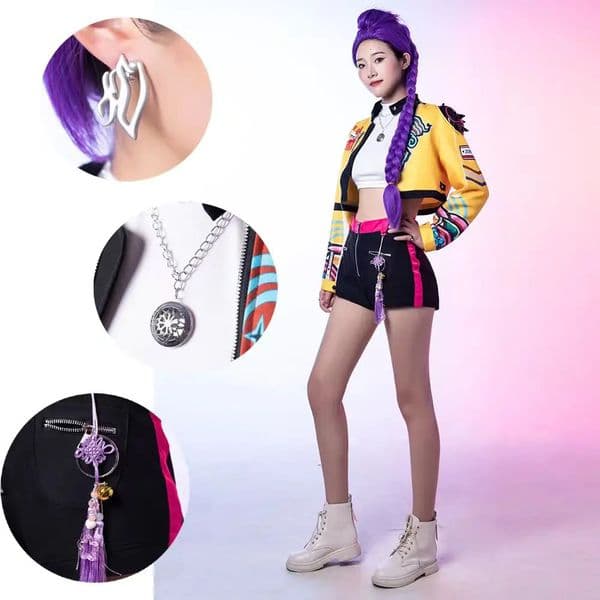 Halloween Performance Costume Cosplay Suit for K-Pop Costume Rumi Womens Adult Print Top Shorts Coat Necklace Pendant Outfit251112BJ