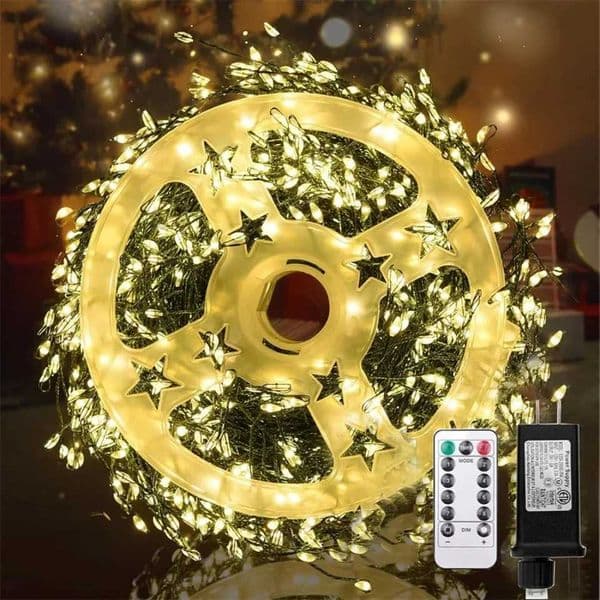 220V EU Plug 30M/50M/75M LED Tree Firecracker Copper Wire String Garden Decoration Light Remote Control Green Line Fairy Light H251112