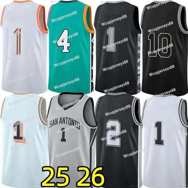 Basketball Jesseys1 Victor Wembanyama San Anton Spur Stephon Castle De Aaron Fox Dylan Harper Devin Vassell Jeremy Sochan Keldon Johnson Kelly Olynyk Kornet